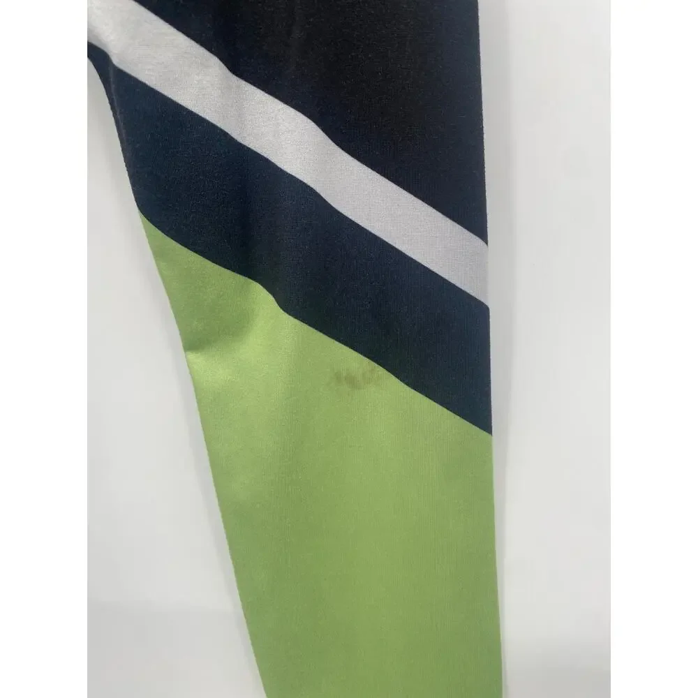 Justice Colorblock Leggings Black Blue Green Ankle Length M 10
